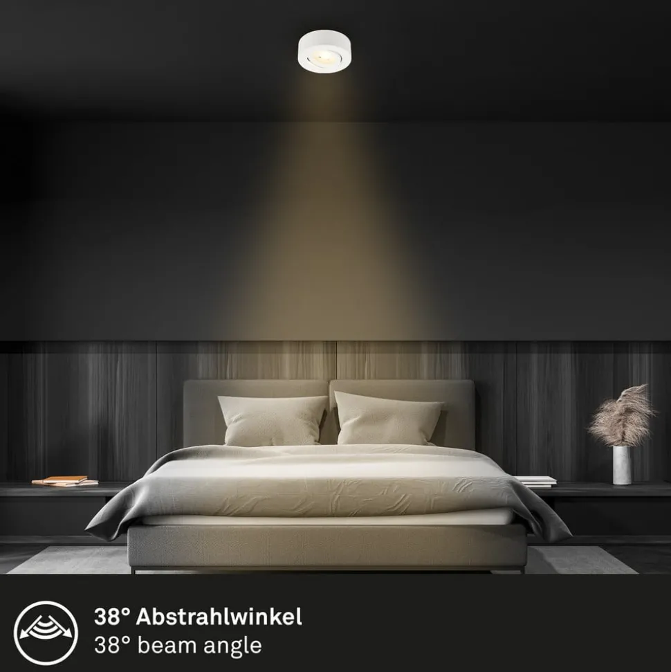 Desi inbouwlamp, wit, Ø9cm, aan/uit, 3.000 K