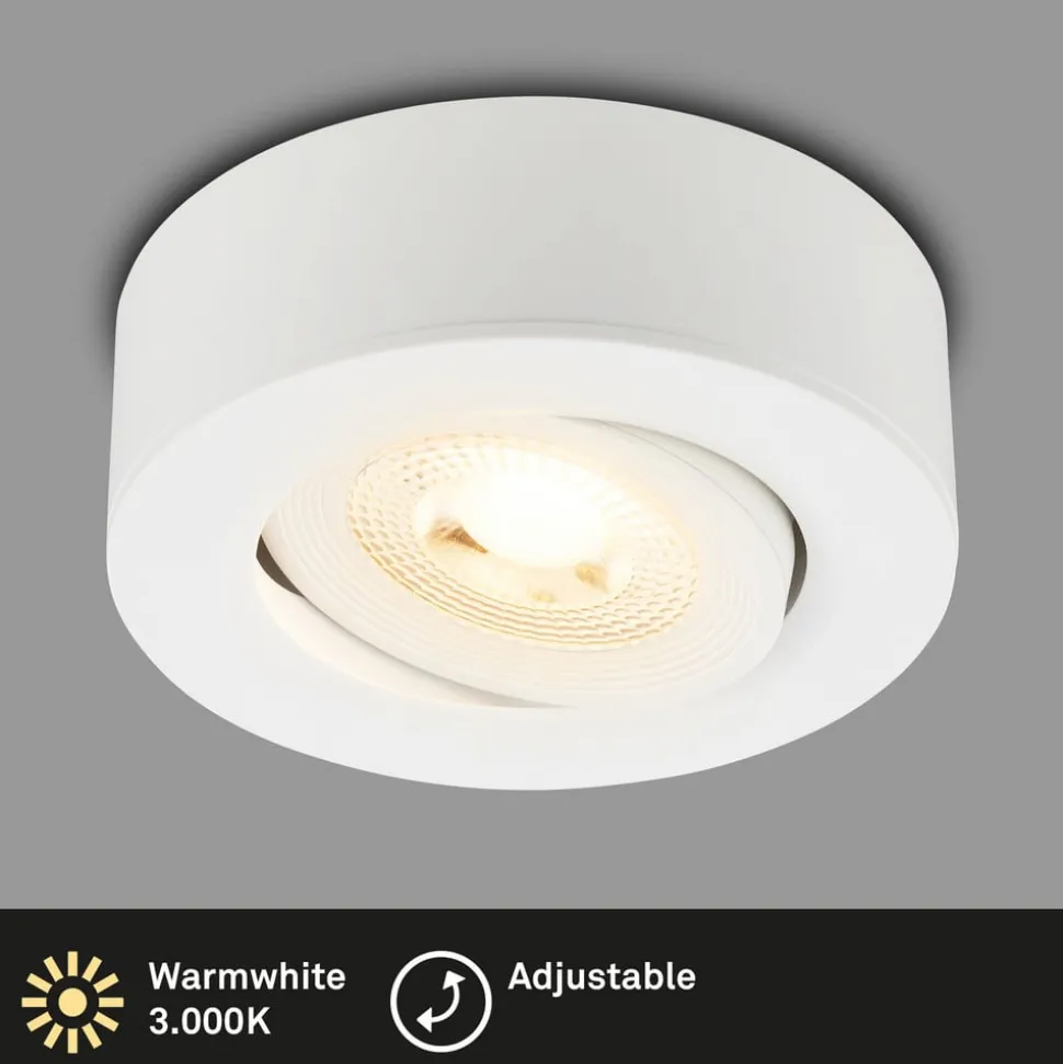 Desi inbouwlamp, wit, Ø9cm, aan/uit, 3.000 K