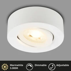 Desi inbouwlamp, wit, Ø9cm, dimbaar, 3000K