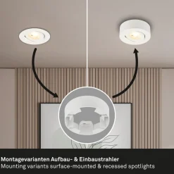 Desi inbouwlamp, wit, Ø9cm, dimbaar, 3000K