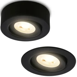 Desi inbouwlamp, zwart, Ø9cm, dimbaar, 3000K