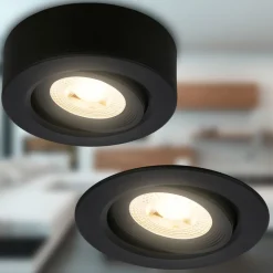 Desi inbouwlamp, zwart, Ø9cm, dimbaar, 3000K