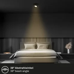 Desi inbouwlamp, zwart, Ø9cm, dimbaar, 3000K