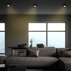 Desi inbouwlamp, zwart, Ø9cm, aan/uit, 3000K