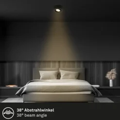 Desi inbouwlamp, zwart, Ø9cm, aan/uit, 3000K