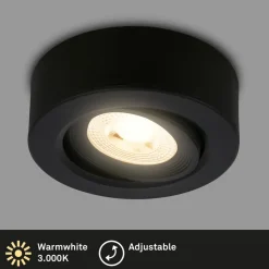 Desi inbouwlamp, zwart, Ø9cm, aan/uit, 3000K