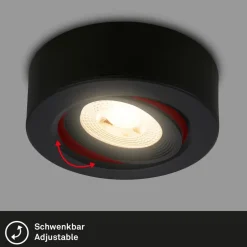 Desi inbouwlamp, zwart, Ø9cm, aan/uit, 3000K