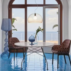 Design vloerlamp Kabuki met LED's, lichtblauw