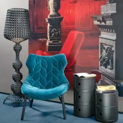 Design vloerlamp Kabuki met LED's, lichtblauw