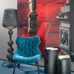 Design vloerlamp Kabuki met LED's, zwart