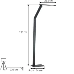 Dimbare LED vloerlamp Salome, lichtkleur variabel