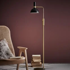 Dimbare vloerlamp Larry, zwart-messing