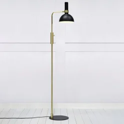 Dimbare vloerlamp Larry, zwart-messing