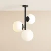 Dione plafondlamp, opaal/zwart, 3-lamps
