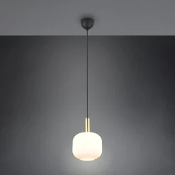 Diva hanglamp, 1-lamp, messingkleurig, opaal, metaal, glas