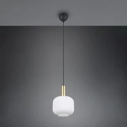 Diva hanglamp, 1-lamp, messingkleurig, opaal, metaal, glas