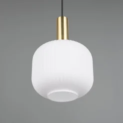 Diva hanglamp, 1-lamp, messingkleurig, opaal, metaal, glas