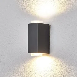 Donkergrijze buitenwandlamp Jovan, 2-lamps