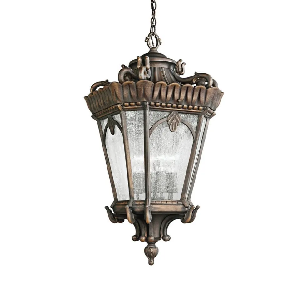 Doornik buiten hanglamp, Ø 19 cm, brons, aluminium, glas