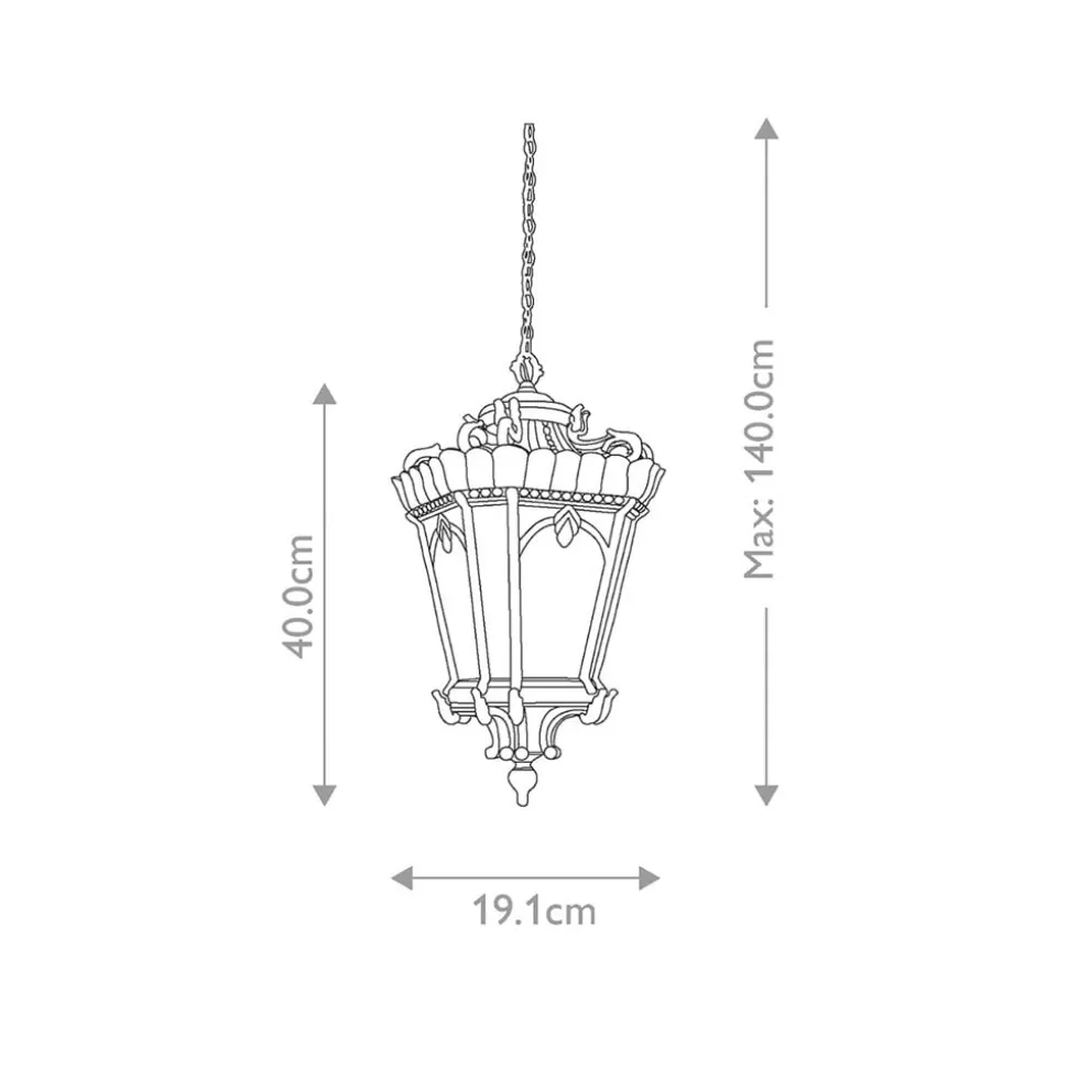 Doornik buiten hanglamp, Ø 19 cm, brons, aluminium, glas