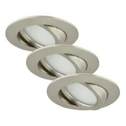 Draaibare LED inbouwlamp Bert, nikkel, 3 per set