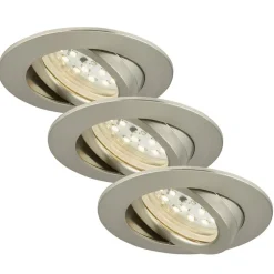 Draaibare LED inbouwlamp Bert, nikkel, 3 per set