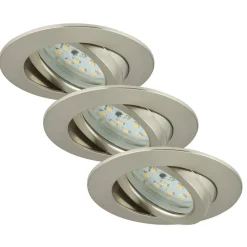 Draaibare LED inbouwlamp Bert, nikkel, 3 per set