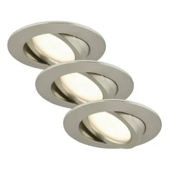 Draaibare LED inbouwlamp Bert, nikkel, 3 per set