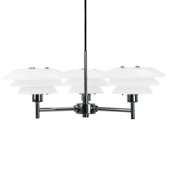 Dyberg Larsen kroonluchter DL20, opaal/chroom, Ø 50 cm, 3-lamps.