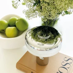 Dyberg Larsen LED tafellamp Porter, chroom, hoogte 16 cm