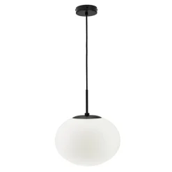 Dyberg Larsen Princess hanglamp, opaal/zwart, Ø 28 cm