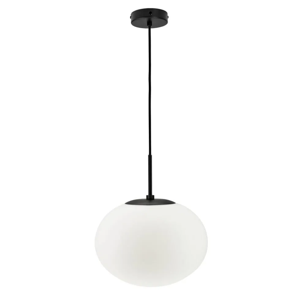 Dyberg Larsen Princess hanglamp, opaal/zwart, Ø 28 cm
