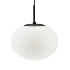 Dyberg Larsen Princess hanglamp, opaal/zwart, Ø 28 cm