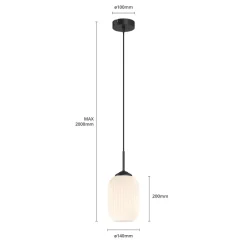 DYBERG LARSEN Riflet glazen hanglamp, Ø 14 cm