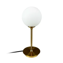 Dyberg Larsen tafellamp Sia, opaal/messingkleurig, hoogte 12 cm