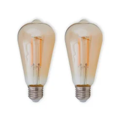 E27 LED rustieke lamp 6W 500lm amber 2 per set