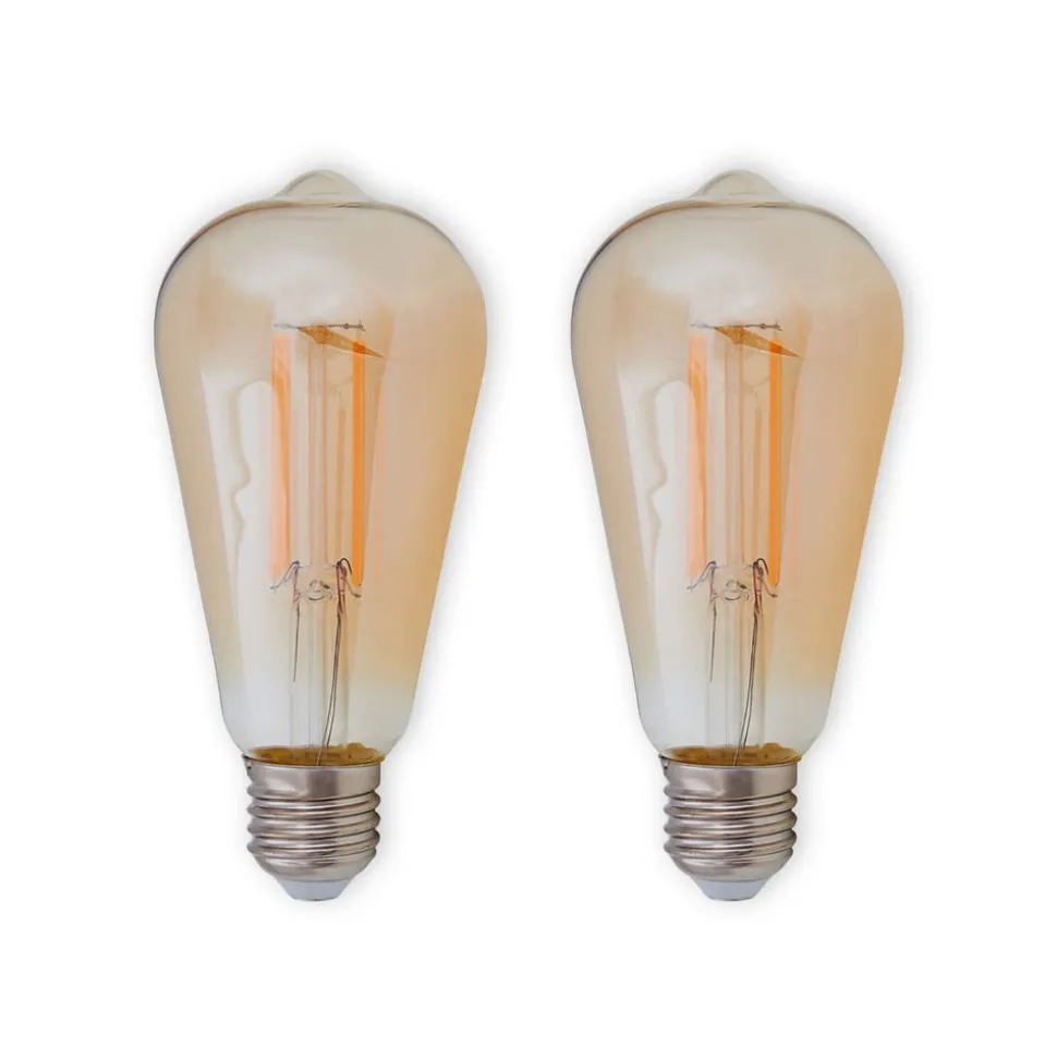 E27 LED rustieke lamp 6W 500lm amber 2 per set