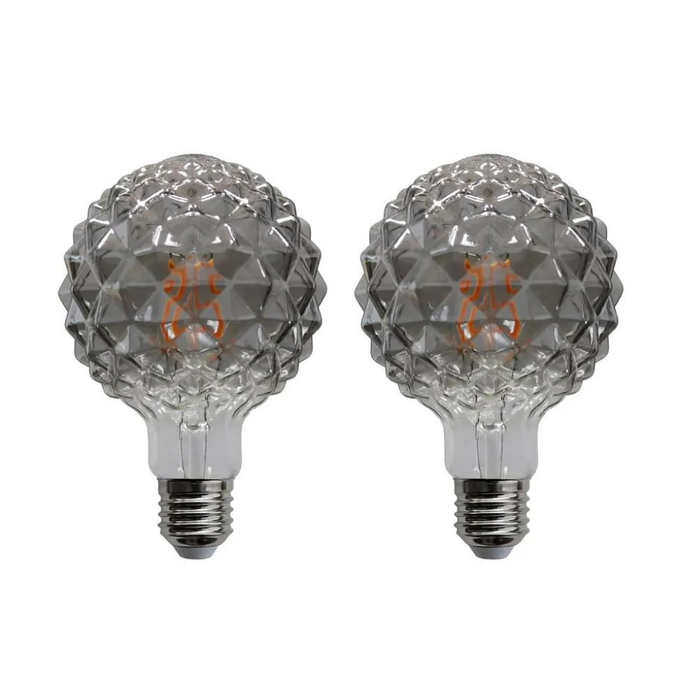 E27 3,8W LED lamp G95 918 structuur smoke 2/set