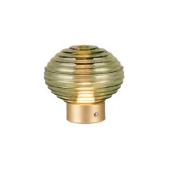 Earl LED tafellamp, messing/groen, hoogte 14,5 cm, glas