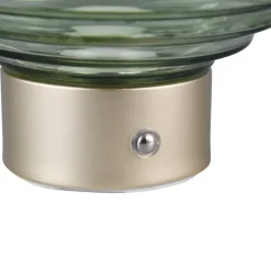 Earl LED tafellamp, messing/groen, hoogte 14,5 cm, glas