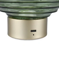 Earl LED tafellamp, messing/groen, hoogte 14,5 cm, glas