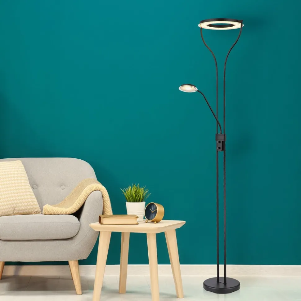 Ebro LED uplighter met LED leeslamp, dimbaar