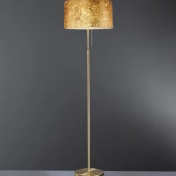 Edele vloerlamp Loop met bladgoud afwerking