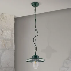 Edward buiten hanglamp, groen, Ø 27,5 cm, aluminium/glas