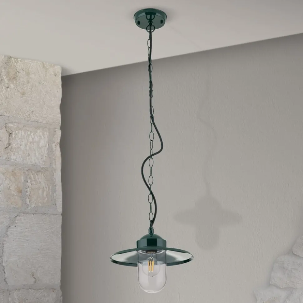 Edward buiten hanglamp, groen, Ø 27,5 cm, aluminium/glas