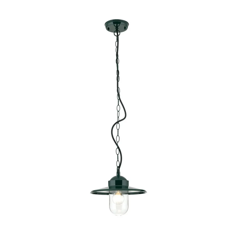 Edward buiten hanglamp, groen, Ø 27,5 cm, aluminium/glas