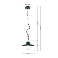 Edward buiten hanglamp, groen, Ø 27,5 cm, aluminium/glas