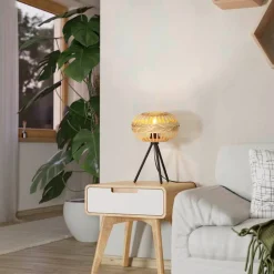 EGLO Amsfield 1 tafellamp van hout, driebeen