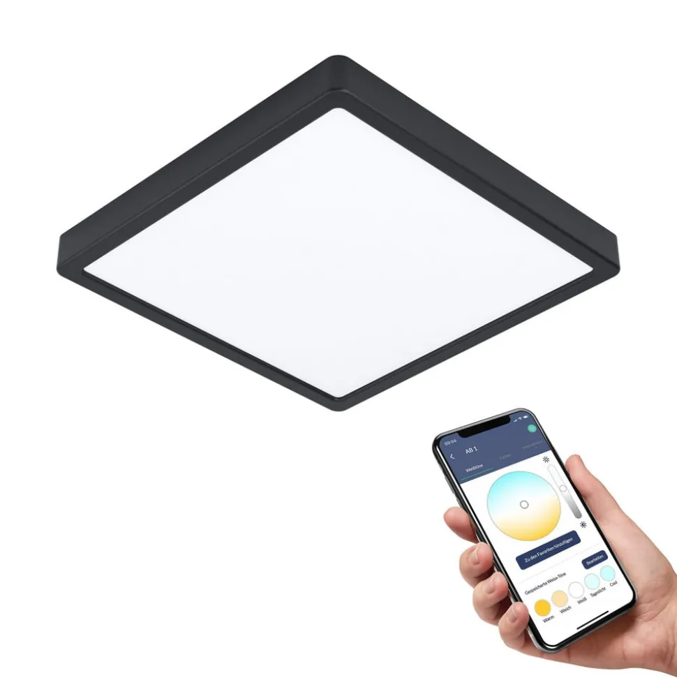 EGLO connect Fueva-Z plafondlamp 28x28cm zwart