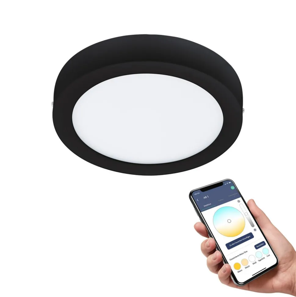 EGLO connect Fueva-Z plafondlamp, Ø 21cm zwart